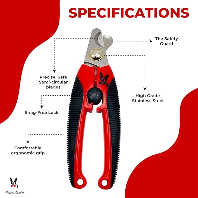 Warren London Dog Nail Clippers – Large Breed Nail Trimmer with Stainless Steel Blade, Safety Guard & Non-Slip Handle | Professional Grooming Tool for All Dog Sizes-Mewly Pet