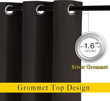 NICETOWN Bedroom Curtains 78 inch Length - Grommet Privacy Window Curtains & Drapes Light Blocking Sound Reducing Window Treatments for Living Room (Toffee Brown, 2 Panels, W52 x L78)