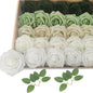 Artificial Fake Flowers 25pcs Roses, Shade of Light Green Foam Rose Faux Flower for DIY Wedding Bouquets Bridal Shower Centerpieces Floral Arrangements Party Tables Home Decorations