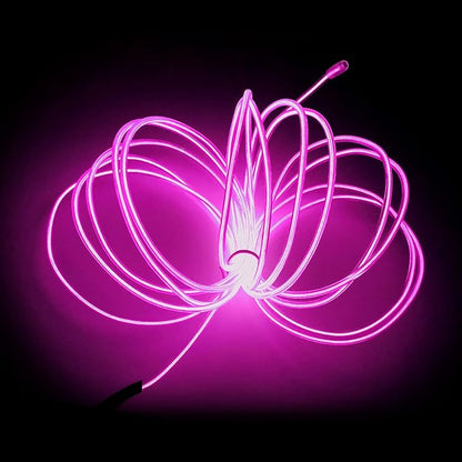 MaxLax EL Wire Pink, 2M Portable Battery Pack Neon Light Strip 360° Cuttable Glowing Rope Lights for Parties, Halloween, DIY Decoration