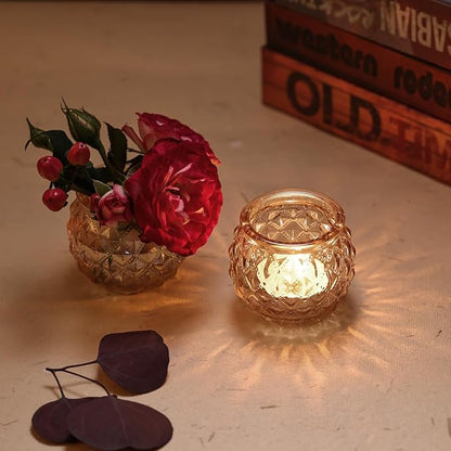 DARJEN Gold Votive Candle Holders Set of 24- Round Glass Candle Holders Bulk for Table Centerpiece, Tea Lights Candle Holders for Wedding Shower, Party, Home Decor