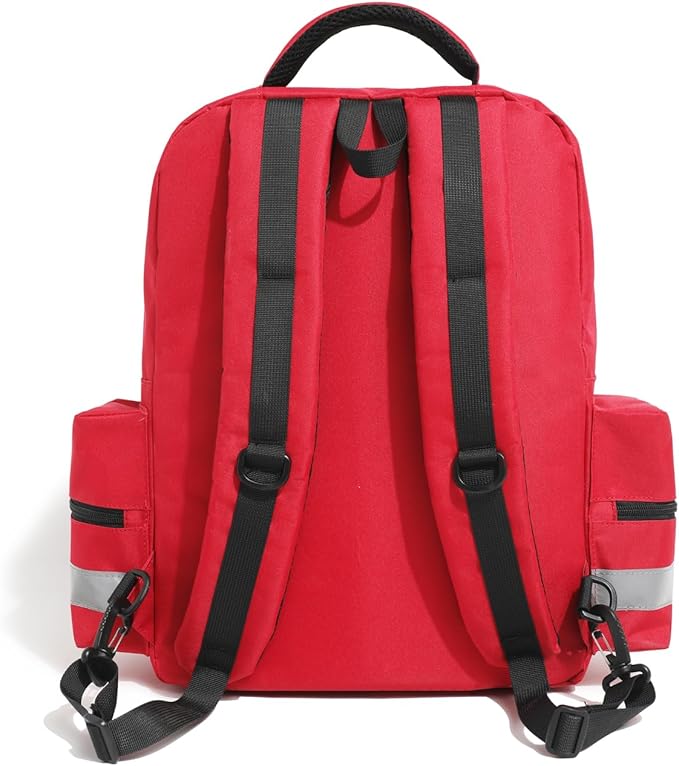 Red Medicine Backpack for School Empty First Aid Bag for Trauma Medication Safety Backpack Travel Paramedic Bag EMS EMT for Nurse Responder(bag only)-Mewly Pet