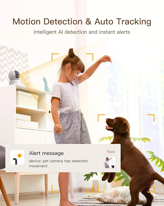 ARENTI 5G Security Camera Indoor, 4MP Pet Camera with Speaker for Dog/Cat, Baby Monitor with Phone App, Dual-Band WiFi, Auto Tracking, Super Night Vision, 2-Way Talk, Cloud & SD Card Storage-Mewly Pet