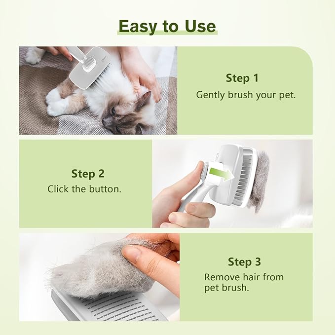 Pecute Self-Cleaning Slicker Brush for Dogs, Cats, Lightweight Dog Brush for Shedding Massaging Grooming, Cat Brush Gently Removes Loose Fur Undercoat for Small Dogs Cats Rabbits of All Hair Types-Mewly Pet
