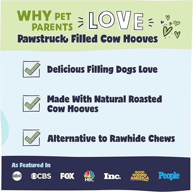 Pawstruck Peanut Butter Filled Cow Hooves for Dogs – Made in USA, Long-Lasting Dental Treats and Chews – Beef Hoof – 5 Count – Packaging May Vary-Mewly Pet