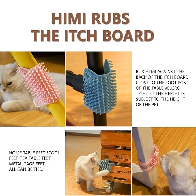 Cat Pet Self Grooming Comb Brush - Multi Functional Catnip Flavor Corner Massage Glove Tool for Kitten Puppy Relaxing, Extra Soft Silicone Pins Handy Hair Shedding Trimming-Mewly Pet