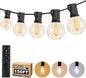 150FT LED Outdoor String Lights with 3 Color Lights, Dimmable String Lights for Outside with Remote, G40 Globe Waterproof Patio Lights with 75+2 Shatterproof Bulbs for Party Backyard BBQ House Camping