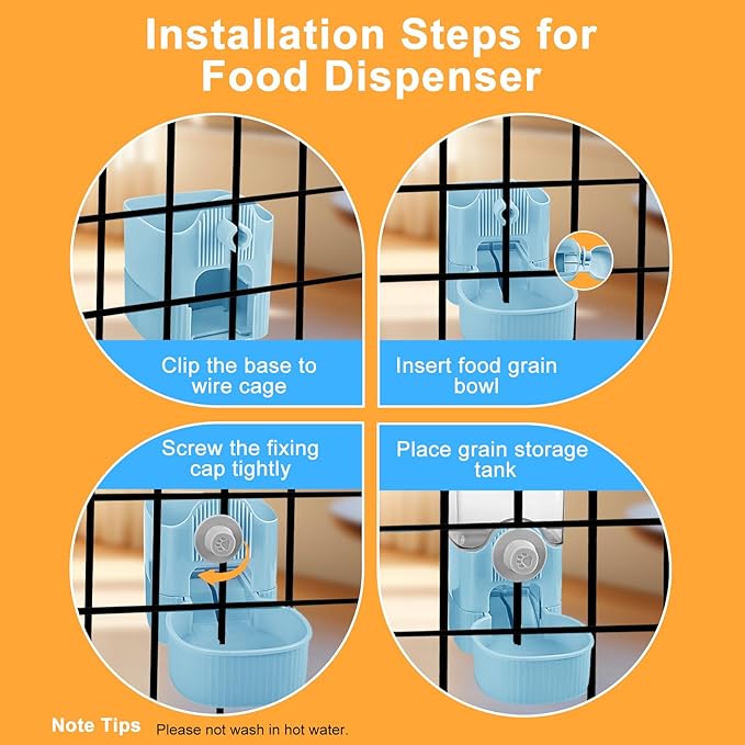 Auto Gravity Food Dispenser for Cage Hanging, 41OZ Capacity Hanging Automatic Pet Cage Feeder, Food Bowl for Cats Dogs Rabbit Ferret Chinchilla Bird Hedgehog Guinea Pig (Blue)-Mewly Pet