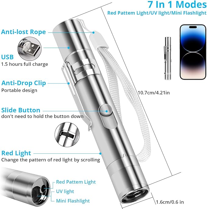 Cat Toy Pointer for Indoor Cats, USB Rechargeable Kitten Toys with 7 Adjustable Patterns, Interactive Chase Toys for Indoor Cats & Dogs, Training & Exercise Fun-Mewly Pet