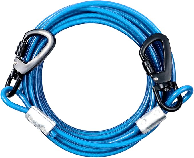 Tie Out Cable for Yards - 10FT Heavy Duty, Chew Proof for Large Dogs Up to 125lbs, Durable for Camping or Yard-Mewly Pet