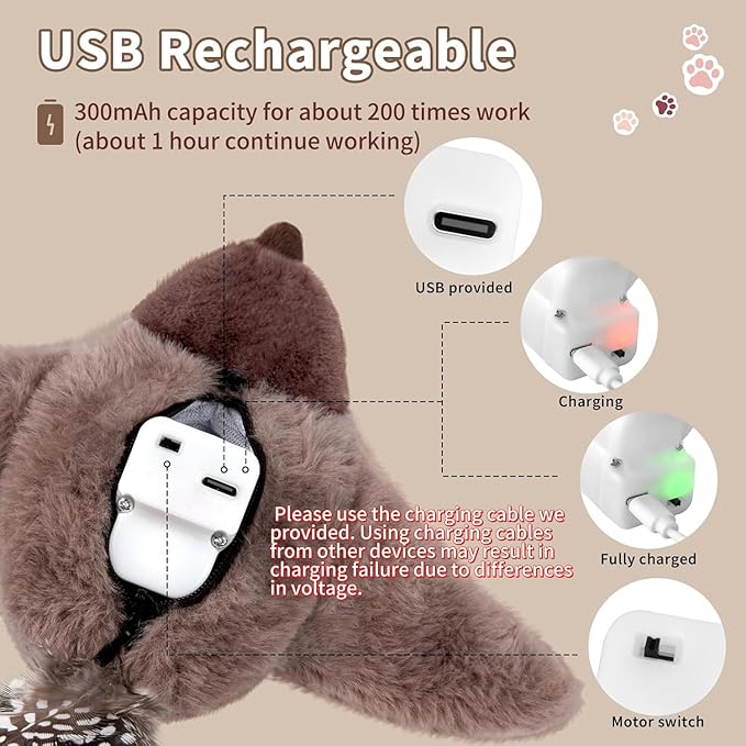 Cat Toys, Flapping Bird Cat Toy(No Flying), Interactive Catnip Toy with Springs & Catnip Bags, Chirping Noise Enrichment Moving Wings Dog Cat Kitten Toys, Flappy Flying Pets Toy for Indoor-Mewly Pet