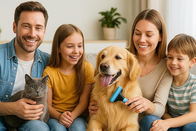 Large Pet Grooming Brush - Deshedding Dematting Tool, Undercoat Deshedding for Dogs & Cats, Extra-Wide and Curved Grooming Brush & Deshedder Comb for Long Hair, Reduces Shedding-Mewly Pet