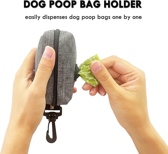 (2 Pack) Dog Poop Bag Holder for Leash,Doggie Waste Bag Dispenser Small Doggy Poop Bag Zipper Pouch with Carabiner Clip, Leash Attachment Holder for Pet Puppy Poop Bags-Mewly Pet
