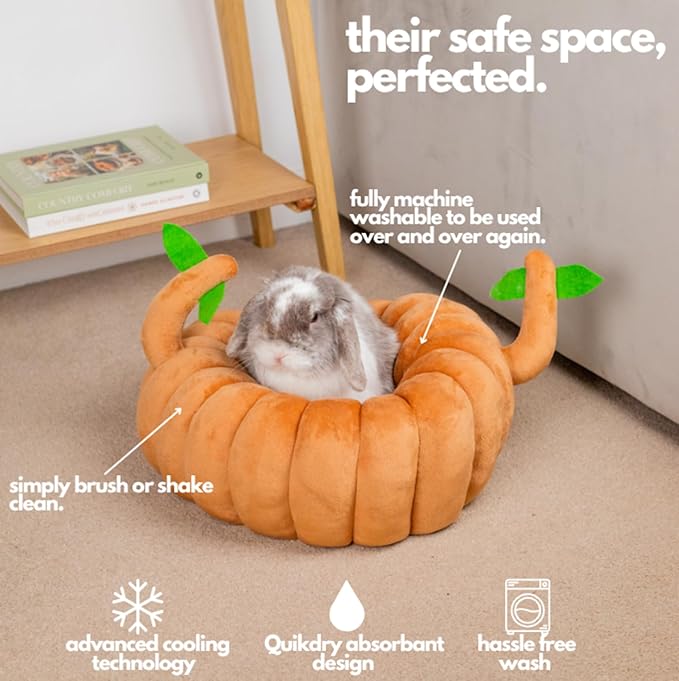 Hopp'd™ Guinea Pig Hideout & Bed – 2-in-1 Washable Tree Stump House | Rat, Ferret, Hamster, Bunny Bed Hideout | Waterproof, Anti-Slip, Chew-Proof | Free Pillow | Small Animal Accessories (Large)-Mewly Pet