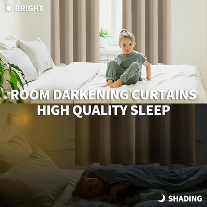BGment Blackout Curtains - Grommet Thermal Insulated Room Darkening Bedroom and Living Room Curtains, Set of 2 Panels (52 x 84 Inch, Sand)