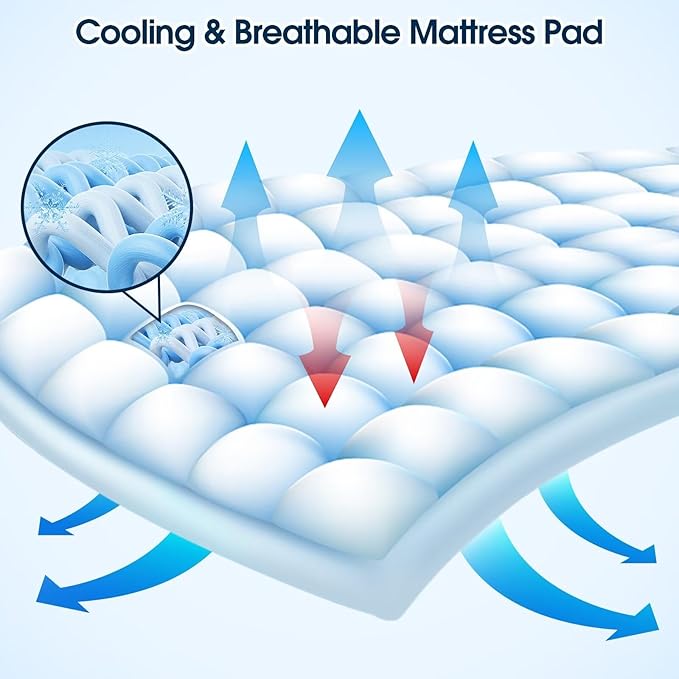 Short Queen Mattress Topper, CYMULA Cooling Mattress Pad Cover PillowTop for Bed Back Pain, Extra Thick Mattress Protector Firm Soft Floor Fill Overfilled with 8-21 Inch Deep Pocket, 60"x75"White