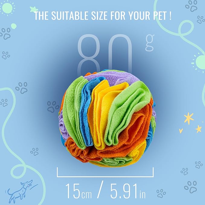 Pet Snuffle Ball, Puzzle Sniffing Interactive Dog Ball for Blind Dogs Training Stress Relief Dog Enrichment Toys Treat Machine Washable (15cm, Sweet Purple)-Mewly Pet