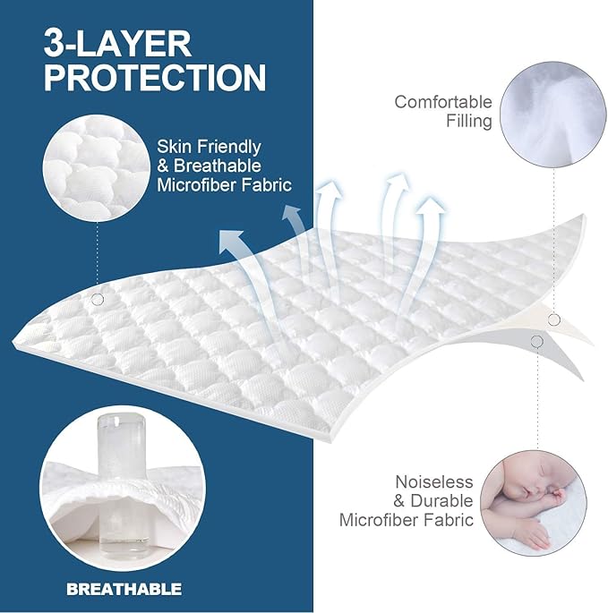 Twin Mattress Pad Cover Air Mattress Topper, Pillow Top Twin Size Quilted Fitted Mattress Protector for Kids, Super Soft Breathable and Noiseless Down Alternative Fiber (15-23'' Deep Pocket)