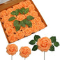 JOYLEX Artificial Flowers Realistic Roses, 25pcs Real Looking Fake Roses with Stem for DIY Wedding Bouquets Centerpieces Bridal Shower Party Romantic Decorations (25pcs, Orange)