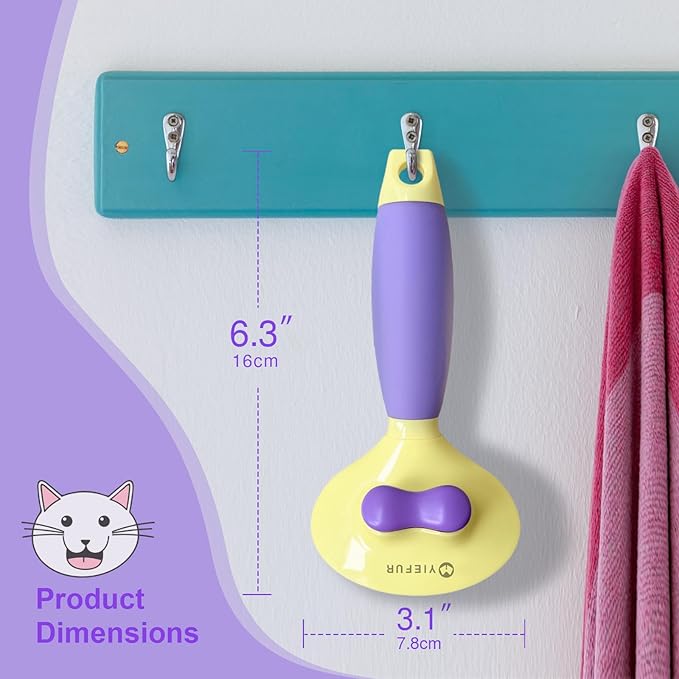 Cat Brush for Grooming and Shedding, Self-Cleaning Silicone Brush for Short and Long Haired Cats, Cat Gifts for Pet Lovers (purple)-Mewly Pet