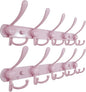 Dseap Coat Rack Wall Mounted - 5 Tri Hooks, Heavy Duty, Stainless Steel, Metal Coat Hook Rail for Coat Hat Towel Purse Robes Mudroom Bathroom Entryway (Pink, Pack of 2)