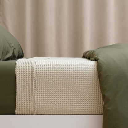 PHF 100% Cotton Waffle Weave Blanket Queen Size for Bed,Snag Proof Lightweight Breathable Moisture-Wicking Throw for Couch,Great for Layering in Cold Weather,Machine Washable, Home Decor Gift-Linen