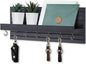 Decorative Key Holder for Wall with Shelf, Entryway Shelf with Hooks Holds Leashes, Jackets and Glasses – Sturdy Wood Keyholder Entrance Hanger with Mounting Hardware (Black, Large)