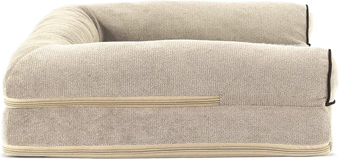 FurHaven Soft, Orthopedic Foam Sofa Dog Bed with Washable & Removable Cover - Sherpa/Chenille - Cream, Dogs Up to 35 lbs - Medium-Mewly Pet