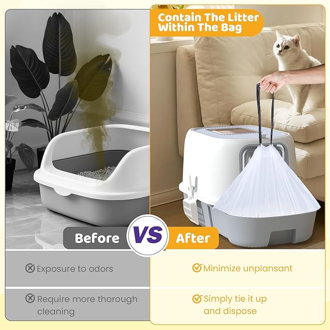 30 Count Cat Litter Liners Large, Jumbo Drawstring Extra Durable Pet Cat Pan Liners Extra-Thick Kitty Litter Box Bag 36" x 19"-Mewly Pet