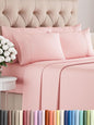 Full 6 Piece Sheet Set - Comfy Breathable & Cooling - Ultra-Soft Hotel Luxury Bedding Set with 8-16 Inch Deep Pockets - 1 Flat & 1 Fitted Sheet & 4 Pillowcases - Wrinkle Free & Easy Care - Baby Pink