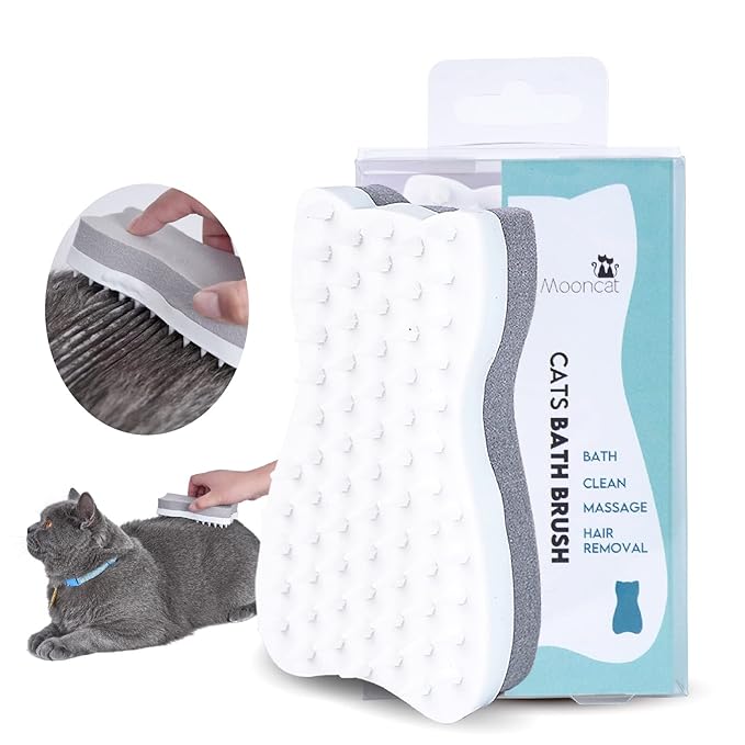 Mooncat Cat Grooming Brush - For Shedding, Long or Short Haired Cats, Removes Mats, Tangles, and Loose Fur - Massage Comb for Indoor Kittens-Mewly Pet
