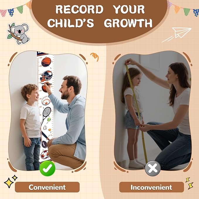 Personalized Name Kids Height Wall Chart,Animals Canvas Height Chart for Kids, Growth Chart for Wall Baby Room Nursery,Toddler Height Wall Chart Hanging Rulers for Children Bedroom Playroom Wall Decor