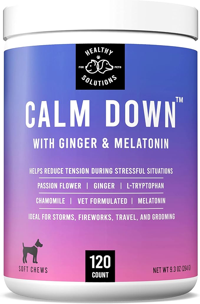 Calming Chews for Dogs - Dog Calming Treats for Anxiety & Stress Relief with Melatonin and Ginger - Aid with Storms, Grooming, Fireworks, Separation, Travel, Motion Sickness, & Sleep - 120 Chews-Mewly Pet