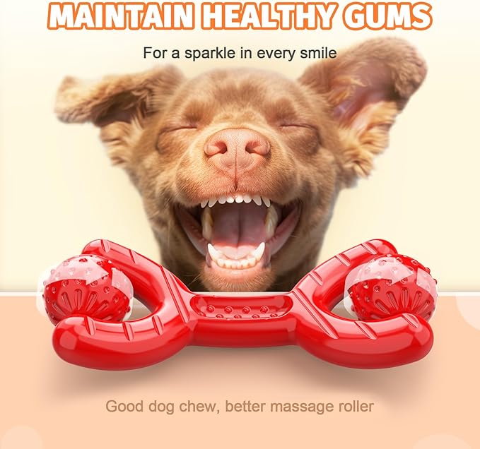 Indestructible Dog Toys for Aggressive Chewers - Heavy-Duty Chew Bones with Real Vanilla Flavor, Interactive & Durable Toys for Medium/Large Dogs to Relieve Boredom-Mewly Pet