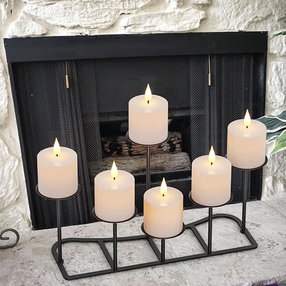 Black Pillar Candle Holders Fireplace Candelabra for Home Decor Iron Candle Holder DIY 6