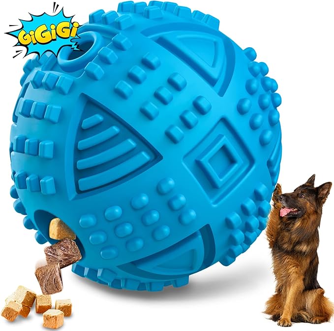 LEGEND SANDY Dog Balls Treat Dispensing Dog Toys for Aggressive Chewers Large Breed, Nearly Indestructible Squeaky Puppy Chew Toys for LargeBreeds, Natural Rubber Doggie Puzzle Toys, Pet Treat Ball-Mewly Pet