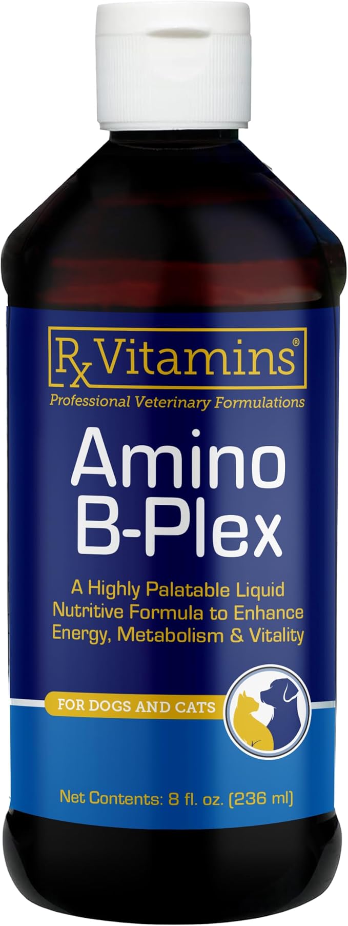 Rx Vitamins Amino B-Plex Cat & Dog Supplement - Vitamin B Complex Liquid Plus Amino Acids for Dogs & Cats - Appetite Booster and Cat & Dog Weight Gainer - Supplements & Vitamins - 8 oz-Mewly Pet