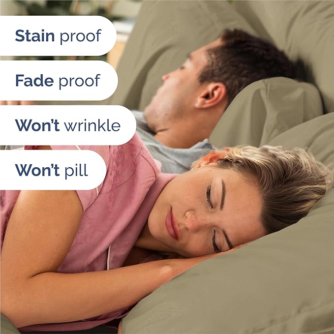 King Sheets Set 6 Piece - Includes 4 Pillowcases - Bed Sheets King Size - Soft Hotel Luxury Bedding - Cooling, Comfy, Fade Free & Breathable - 1 Flat & 1 Fitted & 4 Pillowcases w/ Deep Pockets - Khaki
