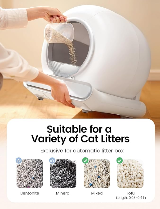 Self Cleaning Cat Litter Box, Ultra-Safe Protection Automatic Cat Litter Box, APP Control/Lower Entry/Large Capacity with 3 Rolls Liners & Mat LELOPETS-Mewly Pet