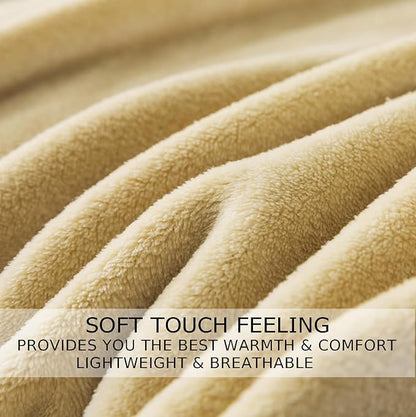 Soft King Size Blanket for All Season Warm Fuzzy Microplush Lightweight Thermal Fleece Summer Autumn Fall Winter Spring Blankets for King Calking Bed Couch Sofa,90x108 Inches,Khaki