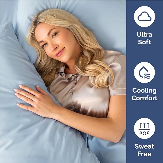 Twin XL 4 Piece Sheet Set - Comfy Breathable & Cooling - Ultra-Soft Hotel Luxury Bedding Set w/ 8-16 Inch Deep Pockets - 1 Flat & 1 Fitted Sheet & 2 Pillowcases - Wrinkle Free & Easy Care - Sky Blue
