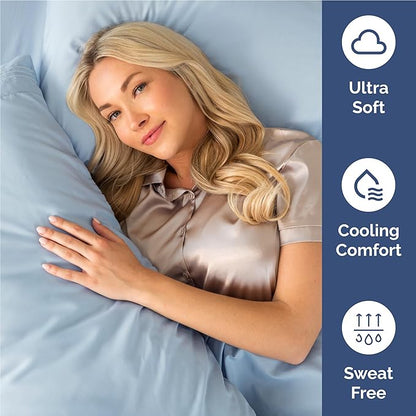 Twin XL 4 Piece Sheet Set - Comfy Breathable & Cooling - Ultra-Soft Hotel Luxury Bedding Set w/ 8-16 Inch Deep Pockets - 1 Flat & 1 Fitted Sheet & 2 Pillowcases - Wrinkle Free & Easy Care - Sky Blue