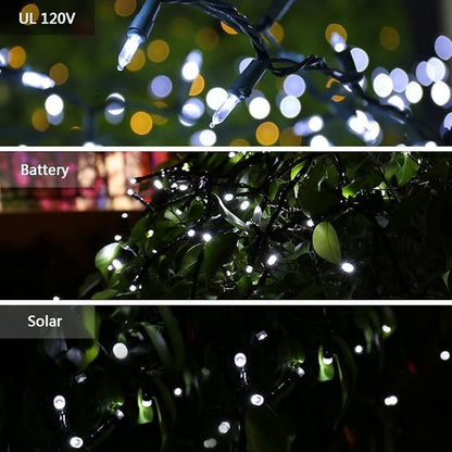 Brizled Christmas Lights, 33ft 100 LED End to End Connectable Mini Christmas String Lights, 120V UL Certified Cool White Xmas Tree Light Indoor Outdoor Mini Light Set for Xmas Tree Party Wedding Decor