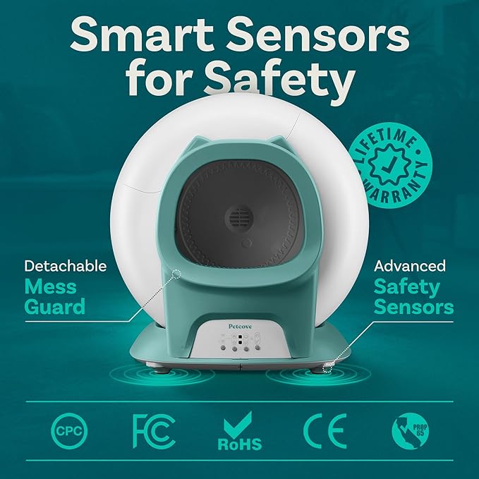 Self Cleaning Litter Box with Auto Safety Sensors for Multiple Cats - Automatic Cat Litter Box Self-Cleaning - Covered Odor Removal with APP Control - Compatible On All WiFi - Electric Robot-Mewly Pet