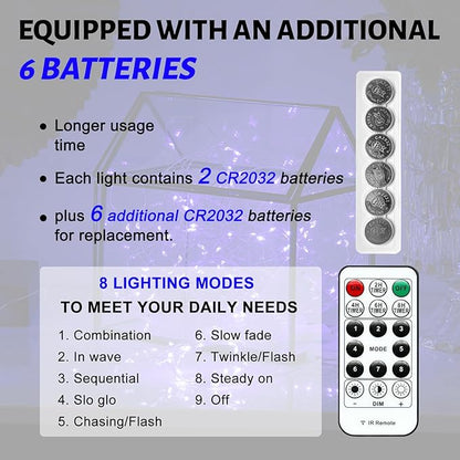 6PCS Fairy Lights Battery Powered with Remote, 7ft 20LEDs Blue Twinkle Mini Lights with Timer, Waterproof Small Silver Wire Firefly Starry for DIY Wedding Party Christmas