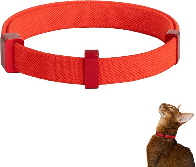 Safety Cat Collar Pro - U.S. IDA Gold Awarding Design, Elastic Quick Release Cat Collar with Buckle Non Breakaway - Lightweight for Kitten All Small Large Cats (Vivid Red, S 5.9-11.8")-Mewly Pet