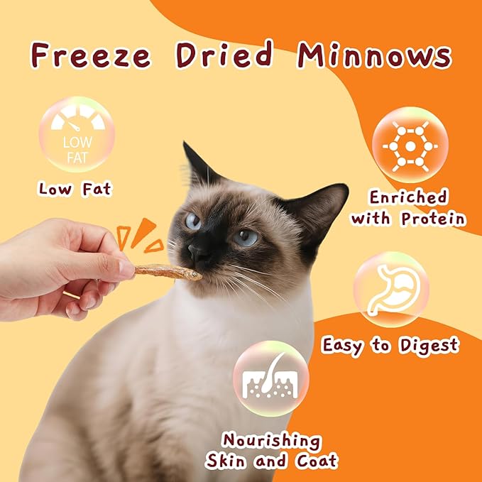 Jungle Calling Freeze Dried Minnows for Cats & Dogs, Single Ingredient Fish Cat & Dog Treats, High Protein Grain Free Pet Training Snacks, 2 oz-Mewly Pet