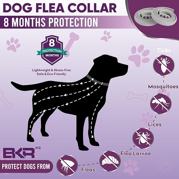 Flea Collar for Dogs – 2 Pack 16 Month Natural Flea & Tick Prevention Dog Flea Collar Adjustable One Size Fits All, Safe and Effective-Mewly Pet