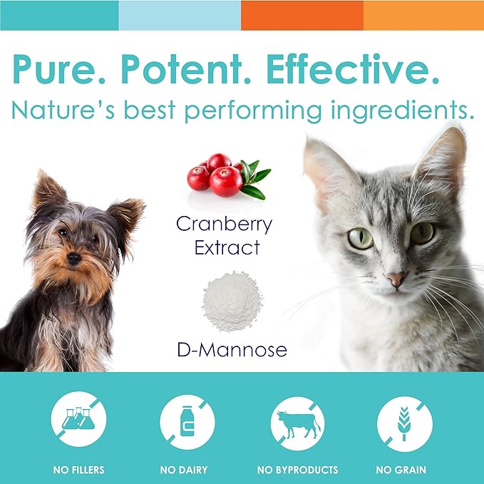 UTRIN - Urinary Support for Cats & Dogs - Dual-Action Cranberry & D-Mannose - for Natural Bladder Health, Incontinence, and Recurring UTI, 60 Servings-Mewly Pet