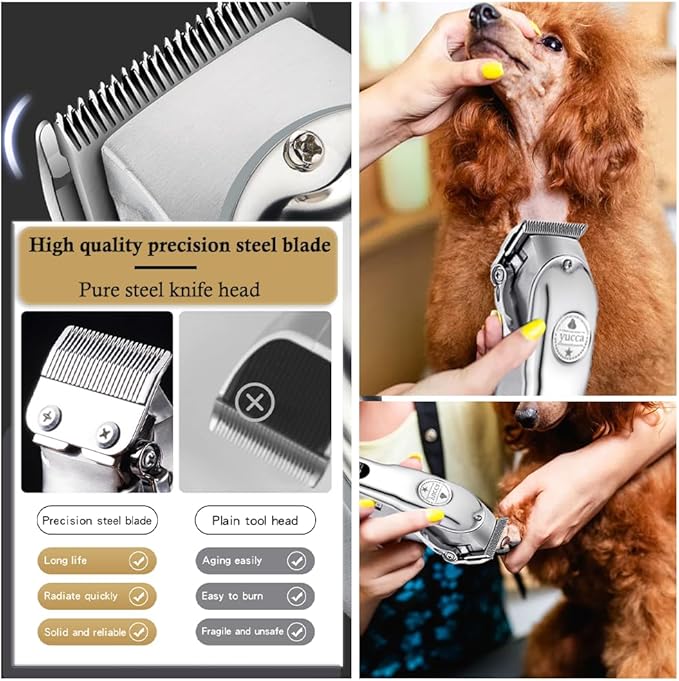 yucca Dog Grooming Clippers for Thick Heavy Coats, Cordless Dog Trimmers Clippers Professional with Metal Blade for Pets Dogs Cats Animals-Mewly Pet